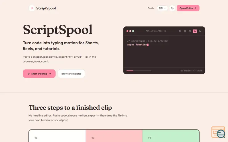 Screenshot of ScriptSpool