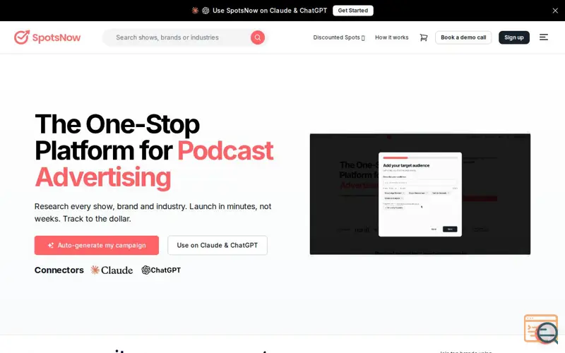 Screenshot of SpotsNow, a launch using Gleap