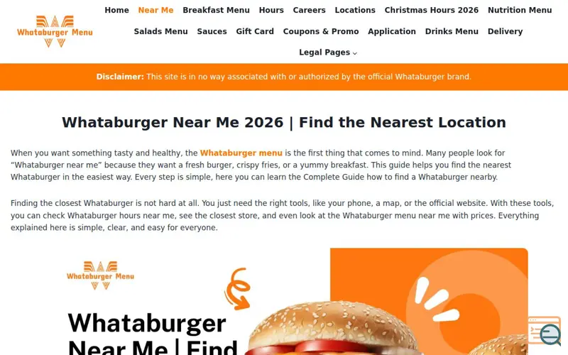 Screenshot of Whataburger Price & Location Database