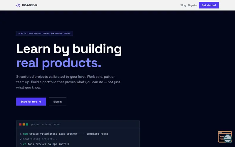Screenshot of TodaysDevs