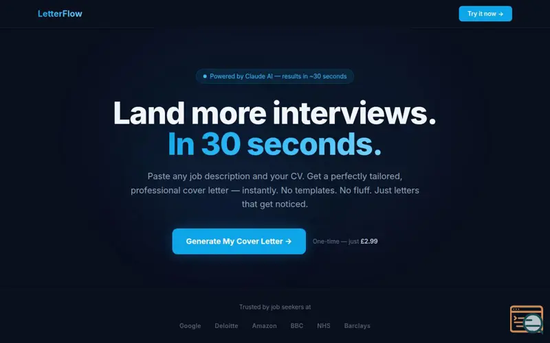 Screenshot of LetterFlow