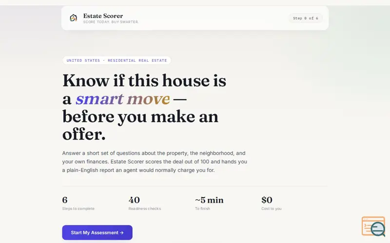 Screenshot of Estate Scorer  Home Buyer AI Report, a launch using Lit