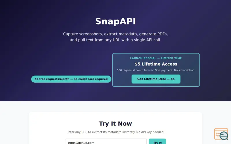 Screenshot of SnapAPI