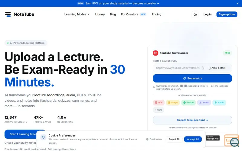 Screenshot of NoteTube