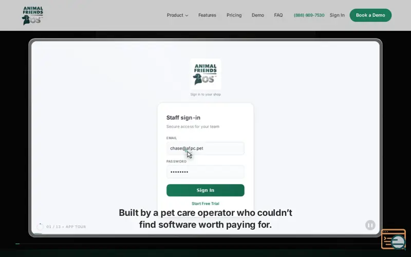 Screenshot of Animal Friends OS, a launch using Twilio