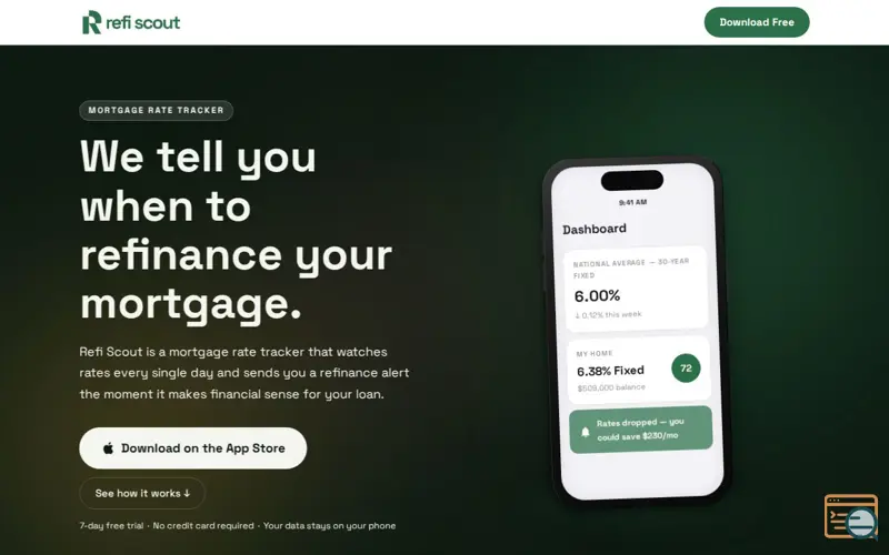 Screenshot of Refi Scout — Mortgage Refinance Alerts