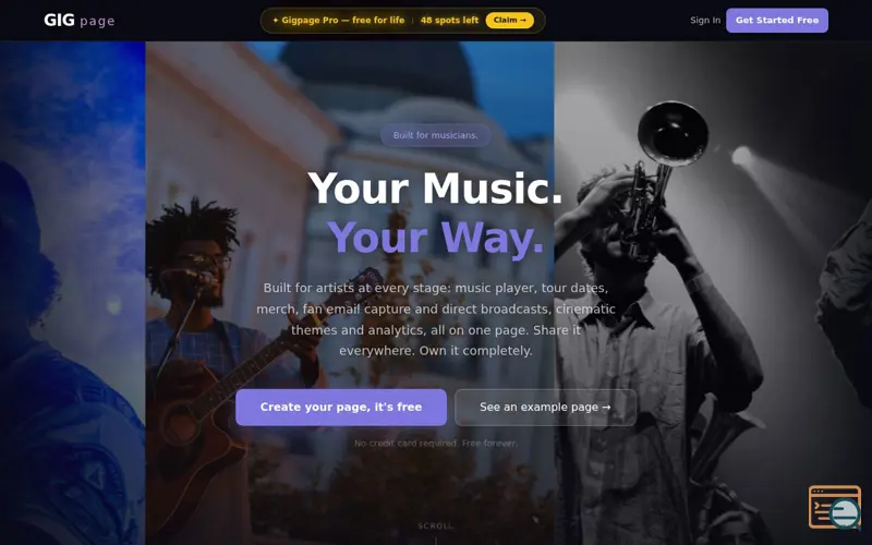 Screenshot of Gigpage