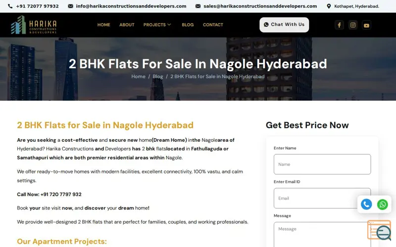 Screenshot of Harika Constructions & Developers