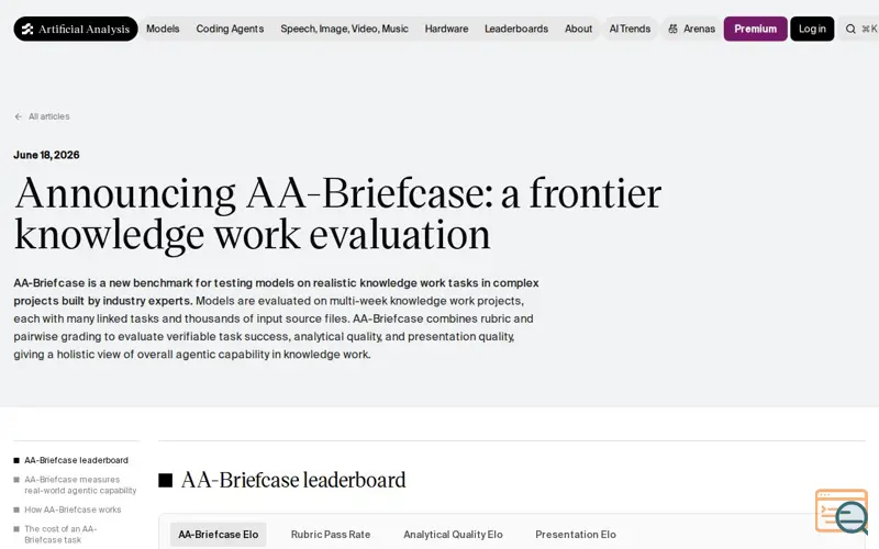 Screenshot of Artificialanalysis