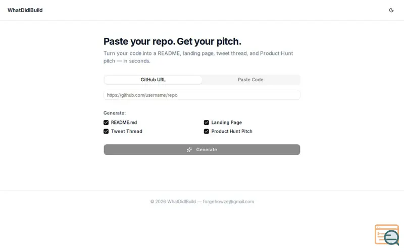 Screenshot of WhatDidIBuild