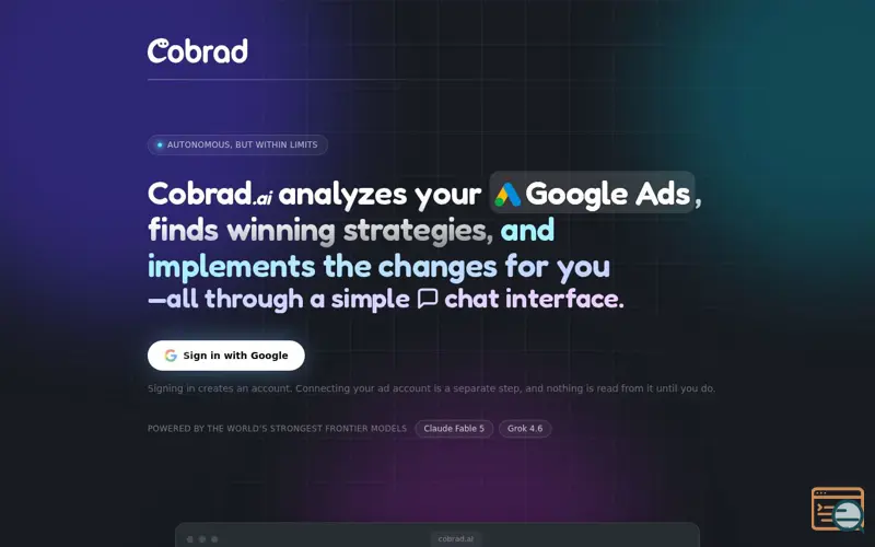 Screenshot of Cobrad — an assistant for your Google Ads account