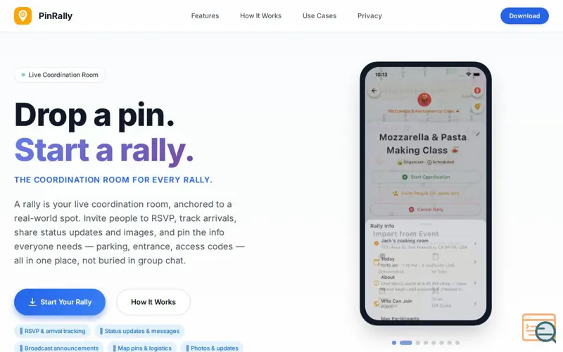 Screenshot of PinRally