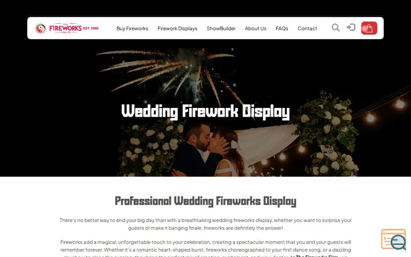 Screenshot of Wedding Colour Smoke |The Fireworks Firm, a launch using Oracle Cloud DNS