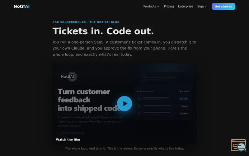 Screenshot of Notifai, a launch using Stripe Email