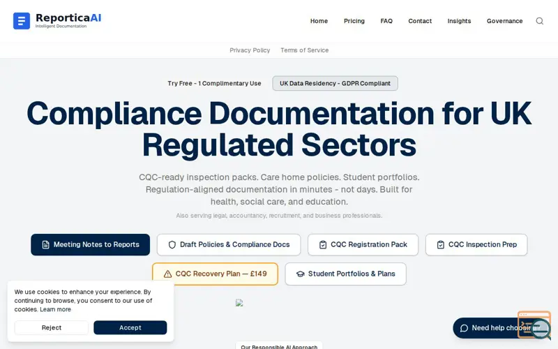 Screenshot of ReporticaAI, a launch using TrustedSite