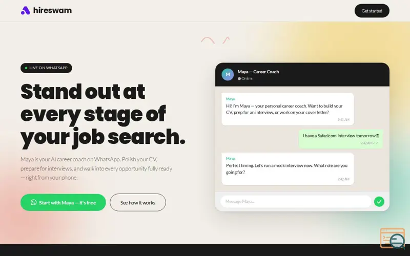 Screenshot of HireSwam