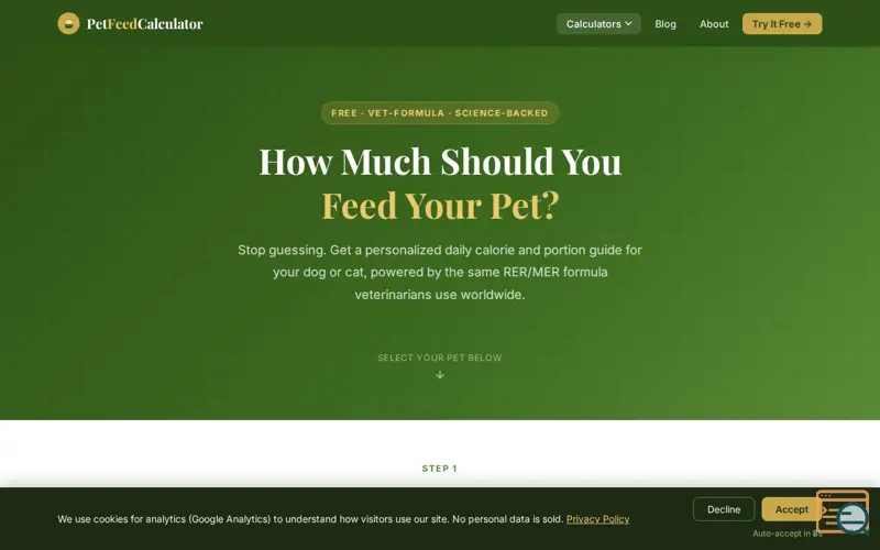 Screenshot of PetFeedCalculator