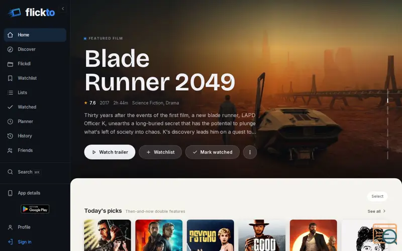 Screenshot of FlickTo · Stop searching. Start watching.