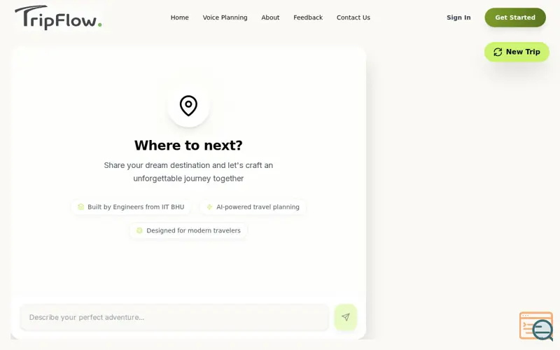 Screenshot of TripFlow