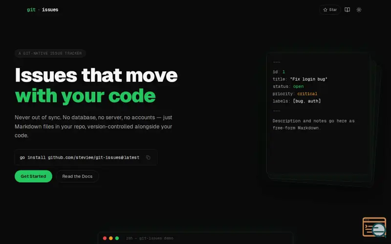 Screenshot of Git-issues