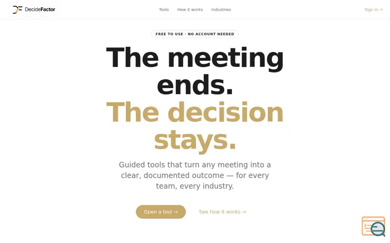 Screenshot of DecideFactor