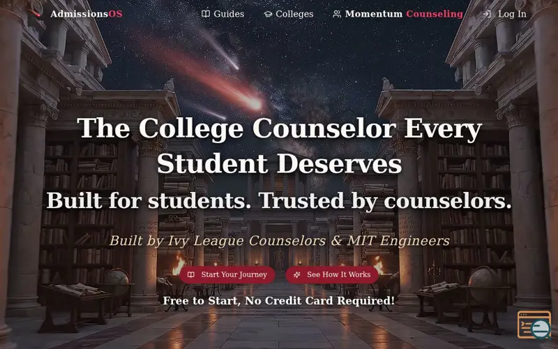 Screenshot of AdmissionsOS — The college counselor who never stops working.