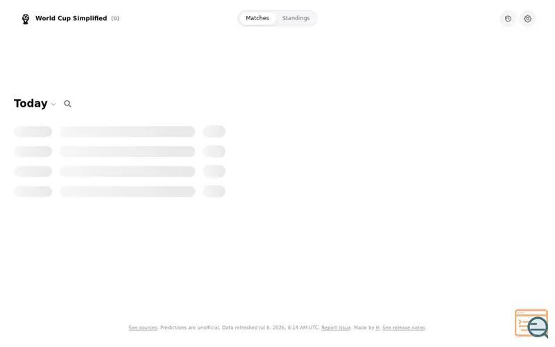 Screenshot of World Cup simplified