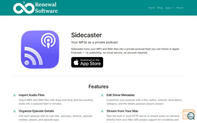 Screenshot of Sidecaster, a launch using ClouDNS
