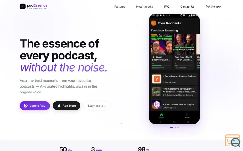 Screenshot of podEssence