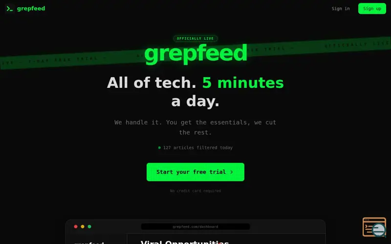 Screenshot of grepfeed