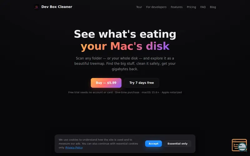Screenshot of DevBox Cleaner for macOS