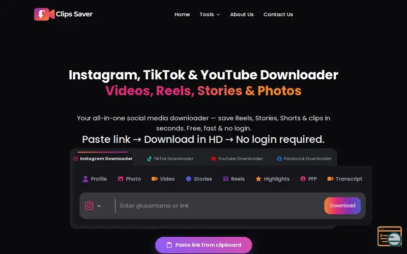 Screenshot of ClipsSaver