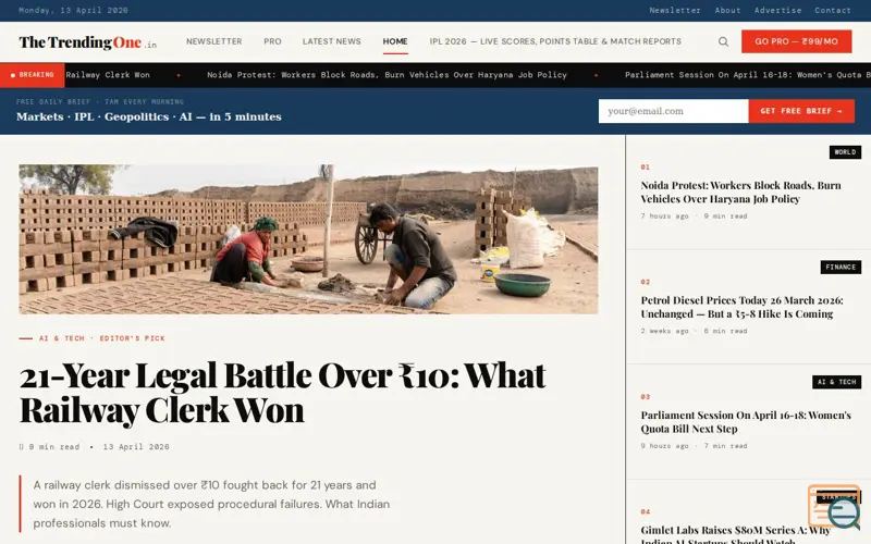 Screenshot of TheTrendingOne.in