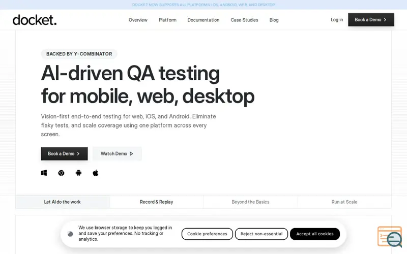 Screenshot of Docket, a launch using Delve