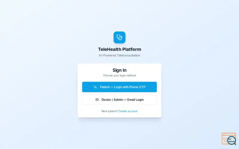 Screenshot of TeleHealth Platform