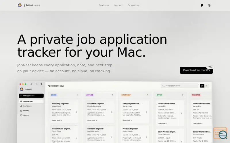Screenshot of JobNest
