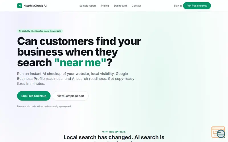 Screenshot of NearMeCheck