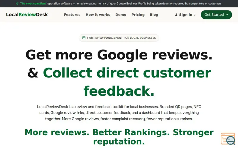 Screenshot of LocalReviewDesk