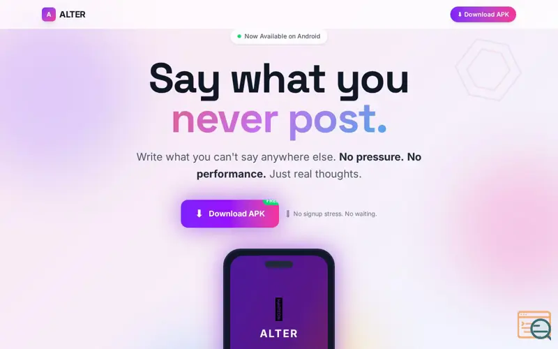 Screenshot of ALTER — Say What You Never Post