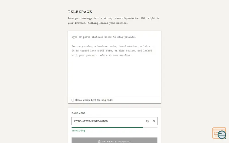 Screenshot of Telexpage