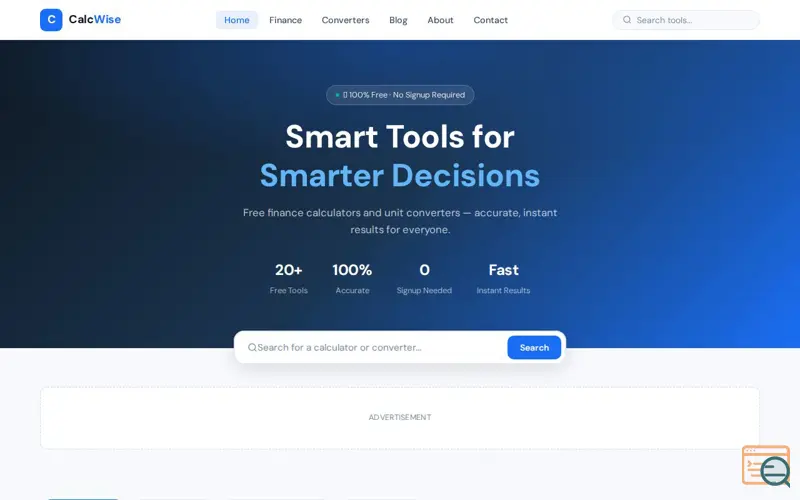Screenshot of CalcWise