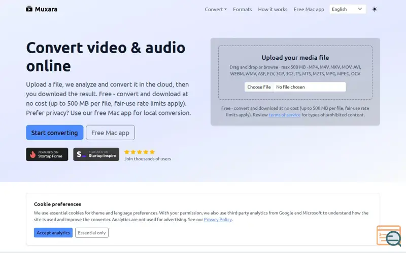 Screenshot of Muxara, a launch using Startup Inspire