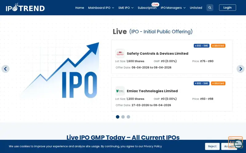 Screenshot of IPO Trend, a launch using Google Custom Search