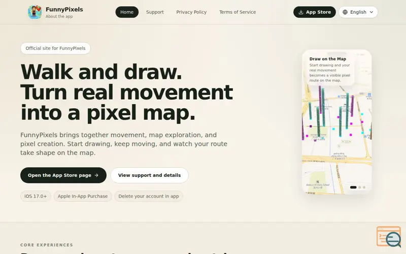 Screenshot of FunnyPixels, a launch using Amap