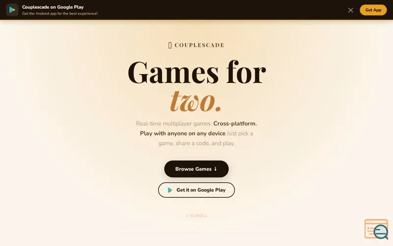 Screenshot of Couplescade launch 