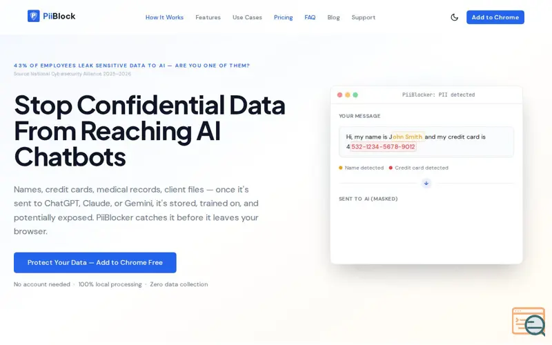 Screenshot of PiiBlocker