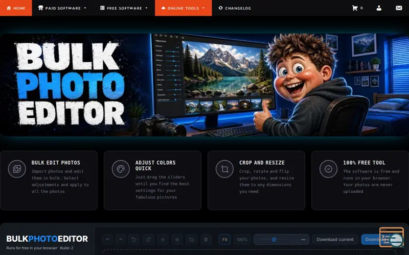 Screenshot of Bulk Photo Editor, a launch using Rocky Linux