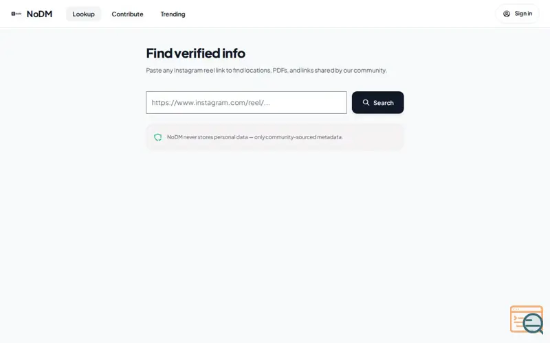 Screenshot of NoDM — CrowdSourced Reel Info