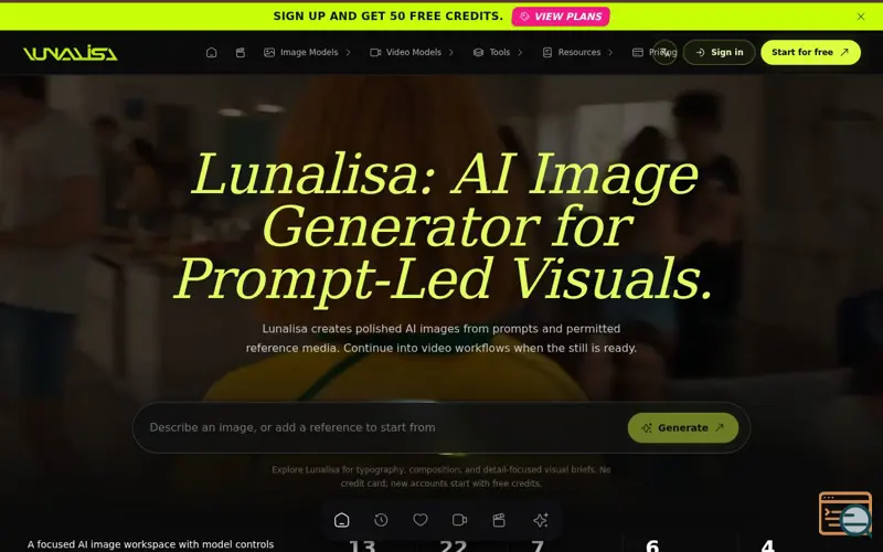 Screenshot of Lunalisa | Free AI Image Generator