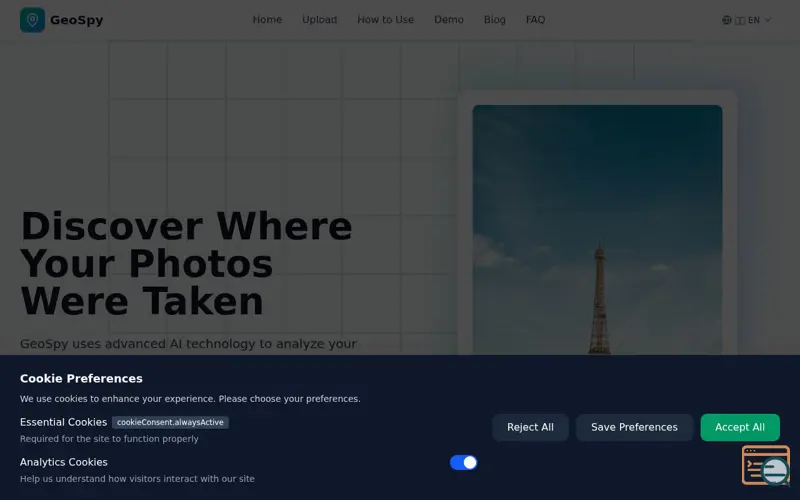 Screenshot of GeoSpy.tech – Find Location from Images